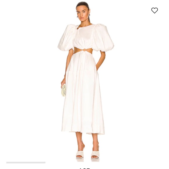 AJE Vanades Cut Out Ring Midi Dress in White - Picture 1 of 8